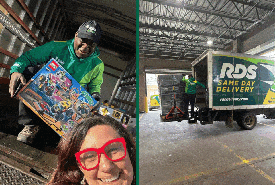 Courier delivering boxes to a nonprofit organization, strengthening neighborhoods