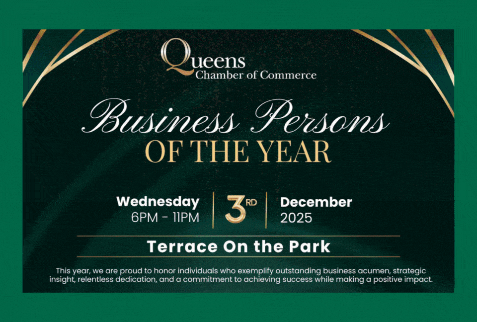 RDS CEO Zogby accepting Business Person of the Year Award at Queens Chamber Gala